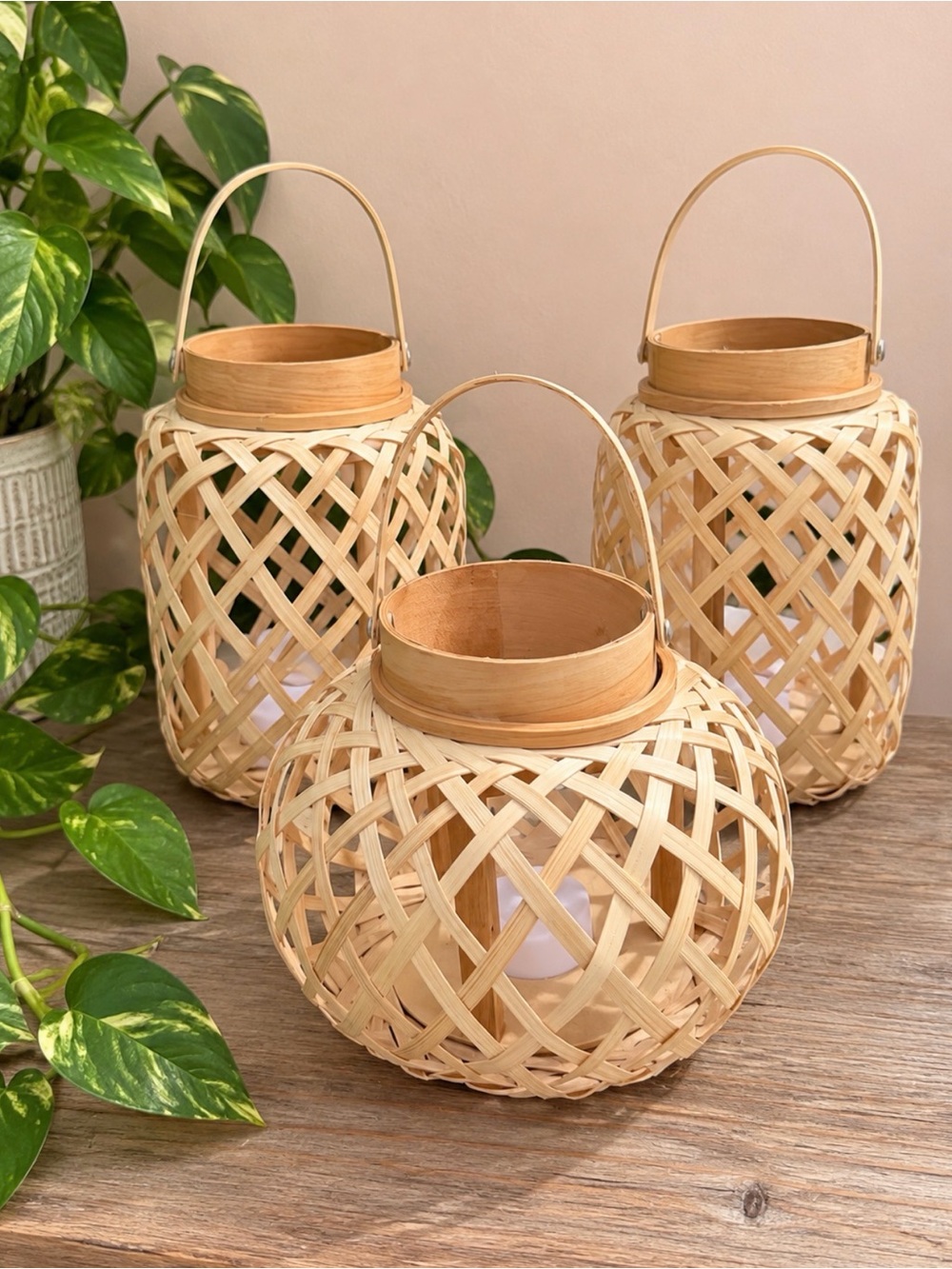 Woven Bamboo Lanterns 3 | Tealight (Battery Operated)